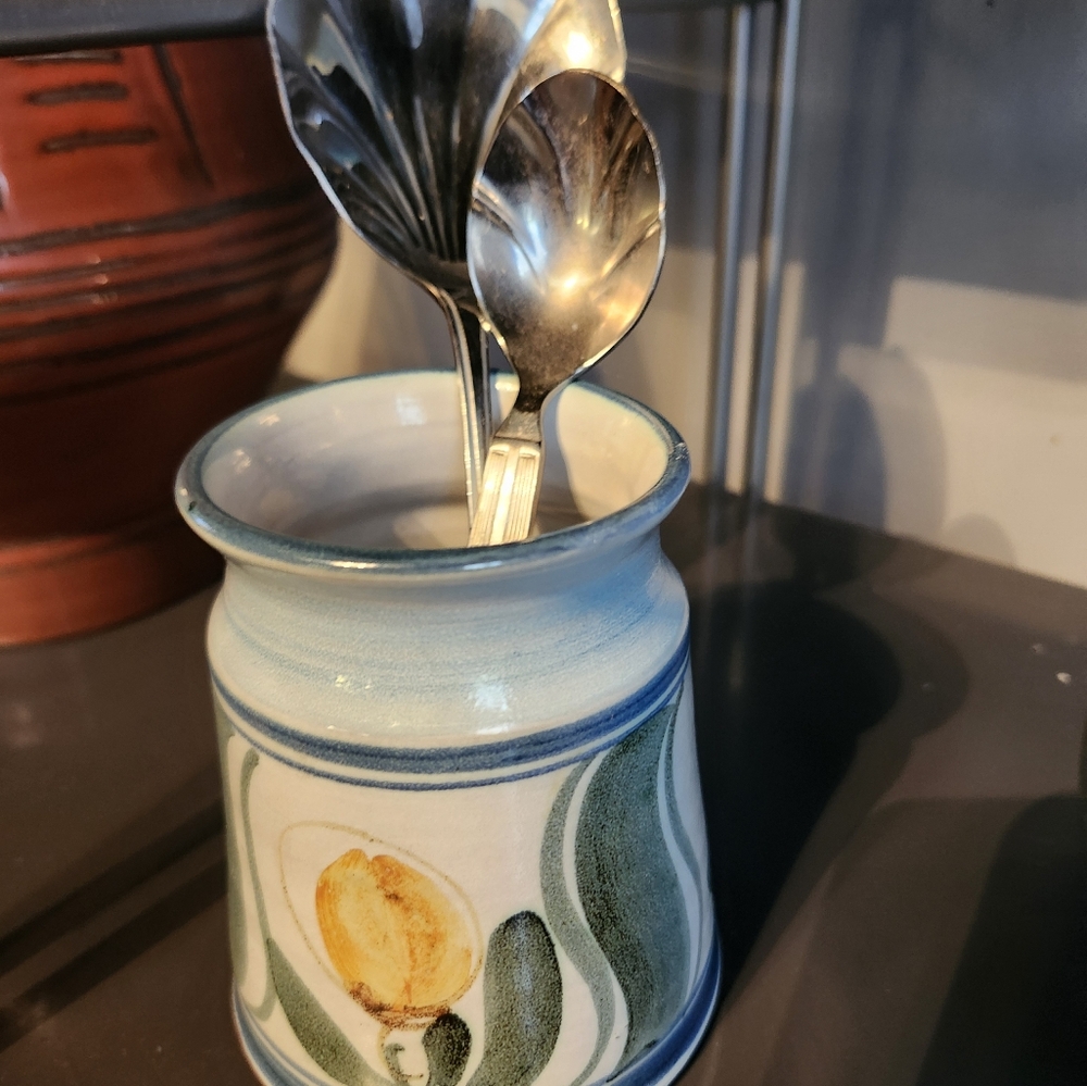 Vintage Mexican hand painted Wine Chiller or small Utensil Holder